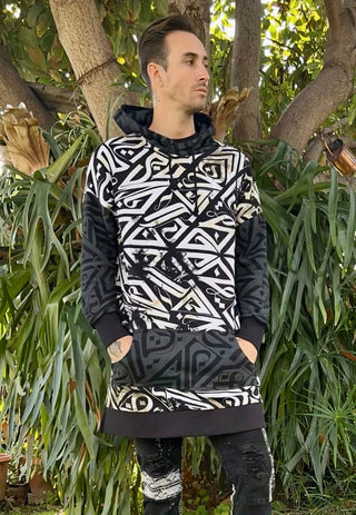‘Habibi' Extended Hoodie (TieDye Chest) - Darkoski