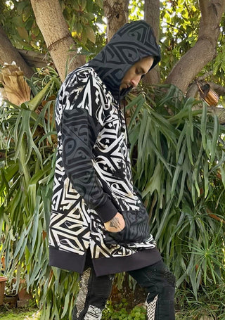 ‘Habibi' Extended Hoodie (TieDye Chest) - Darkoski