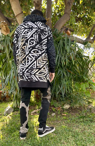 ‘Habibi' Extended Hoodie (TieDye Chest) - Darkoski